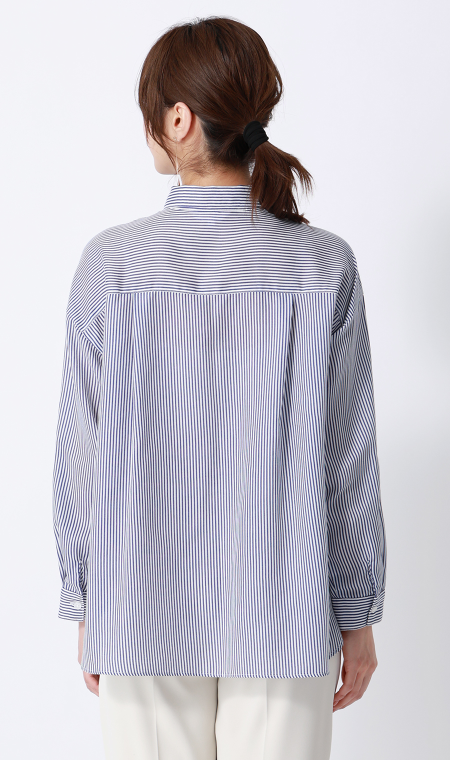 ロンドンストライプシャツ【長袖】 ブルー M