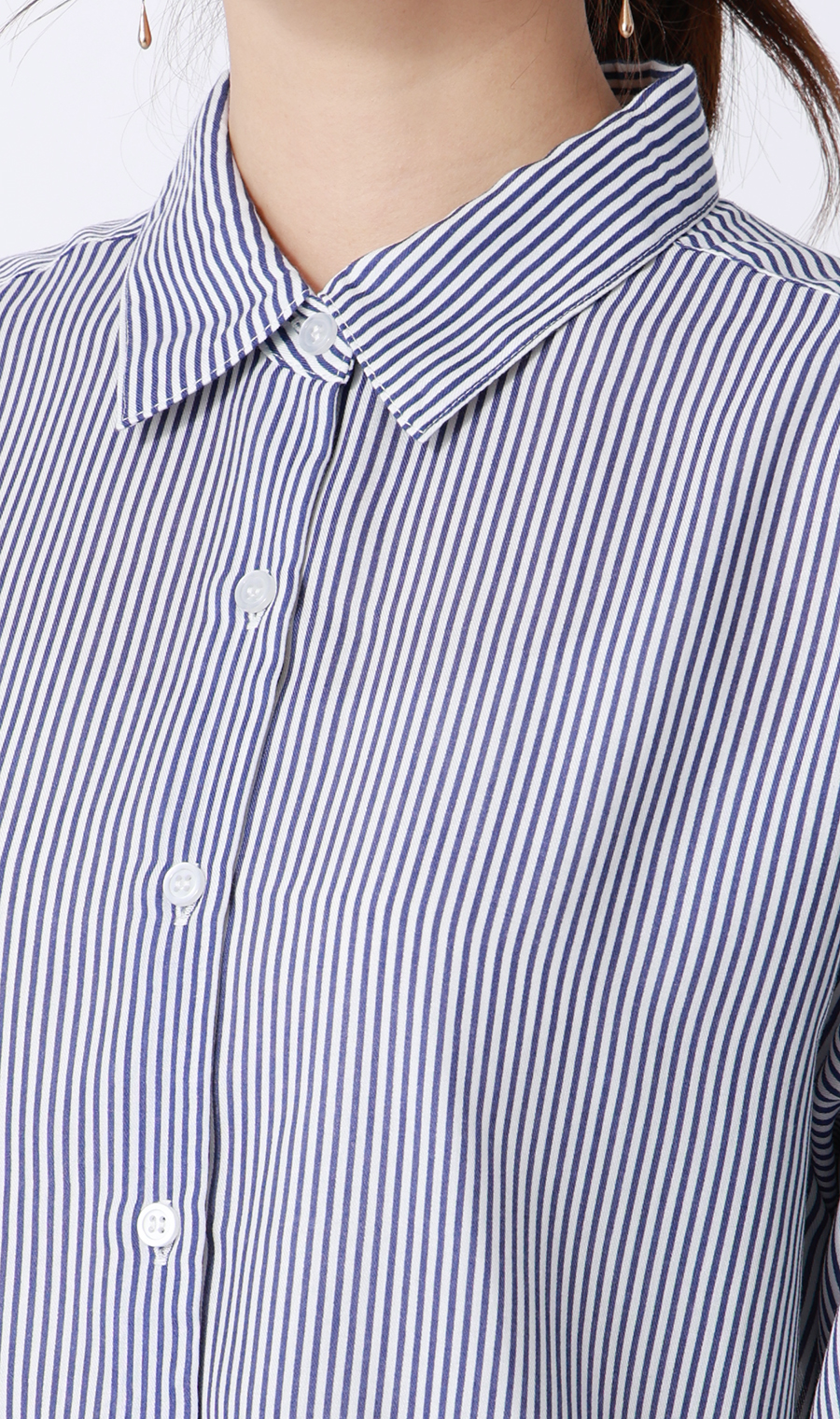 ロンドンストライプシャツ【長袖】 ブルー M