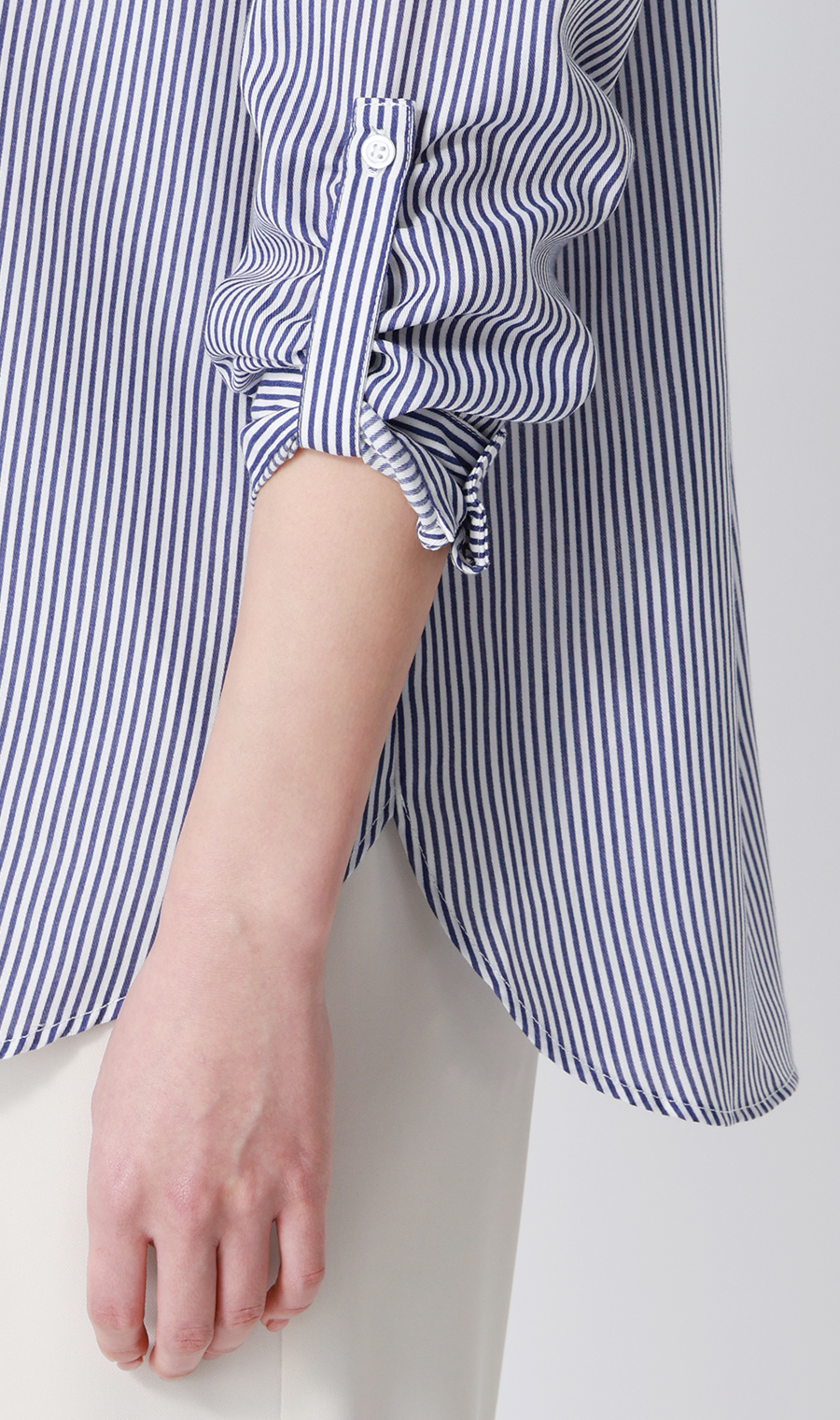 ロンドンストライプシャツ【長袖】 ブルー M