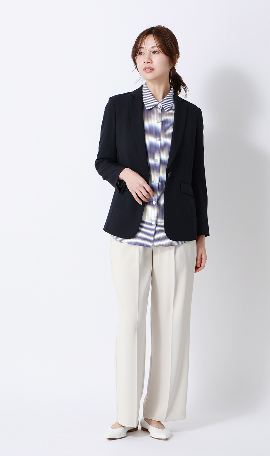 ロンドンストライプシャツ【長袖】 ブルー M