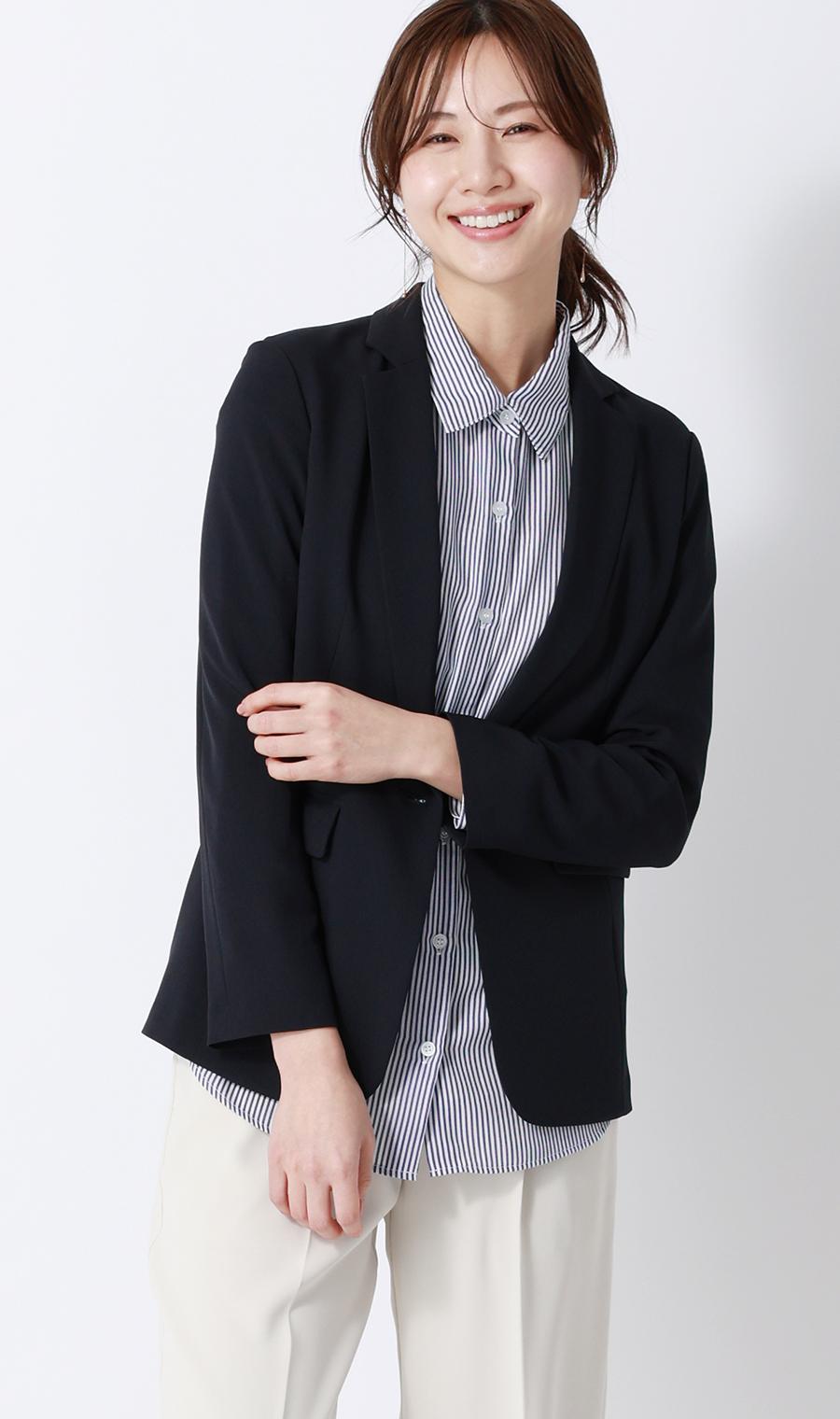 ロンドンストライプシャツ【長袖】 ブルー M