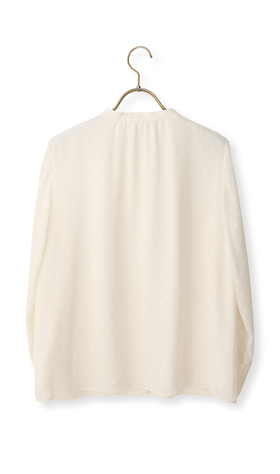 バンドカラーカットジャガードブラウス【長袖】 クリーム S