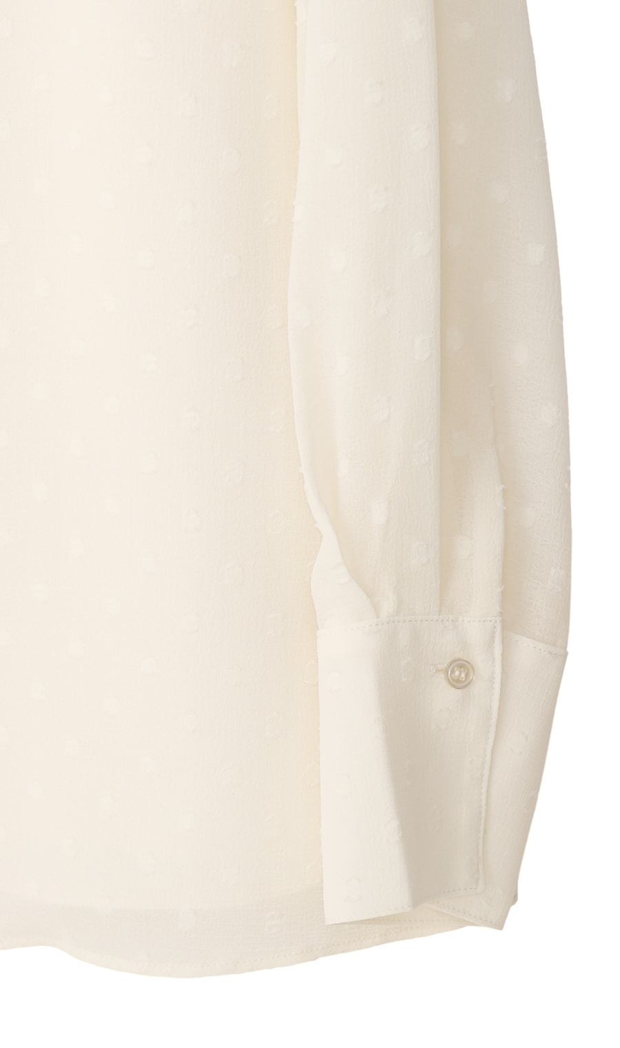 バンドカラーカットジャガードブラウス【長袖】 クリーム S