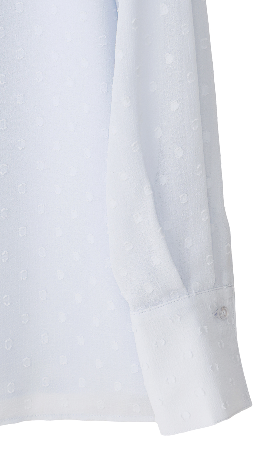 バンドカラーカットジャガードブラウス【長袖】 サックス S