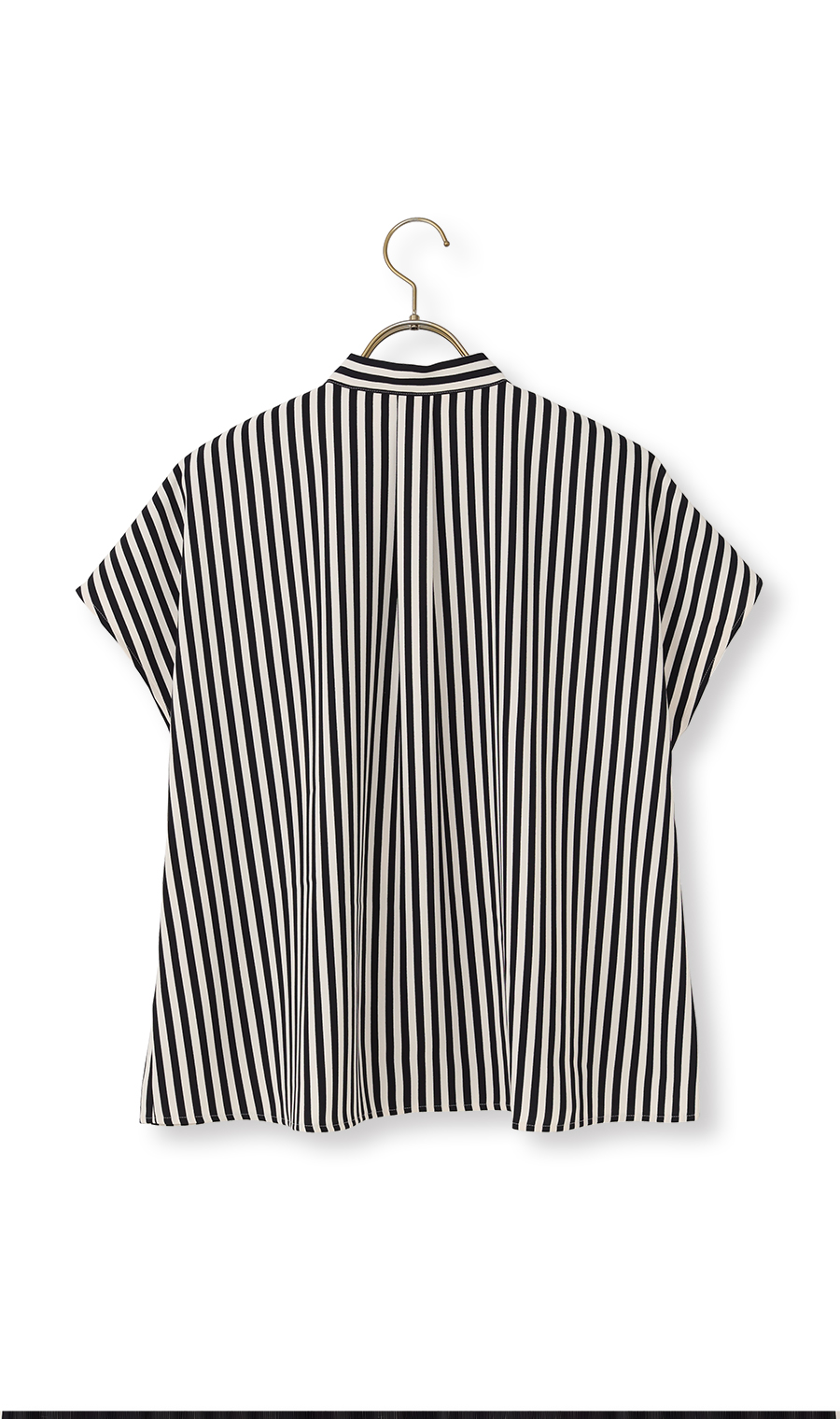 ストライプボウタイブラウス【半袖】 ブラック M