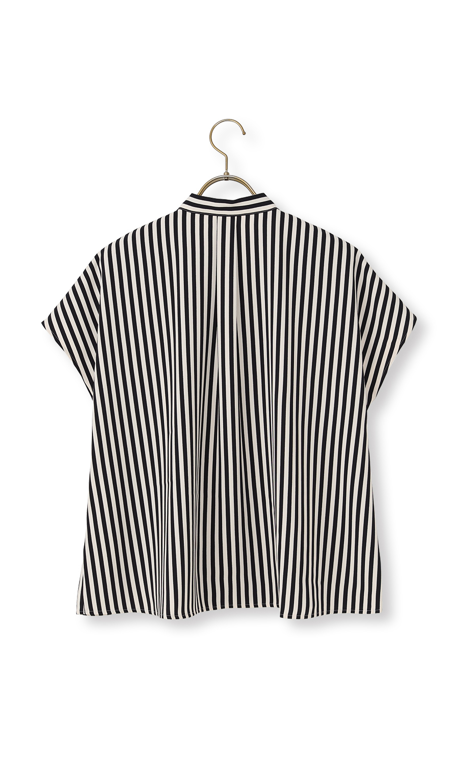 ストライプボウタイブラウス【涼】【半袖】 ネイビー M
