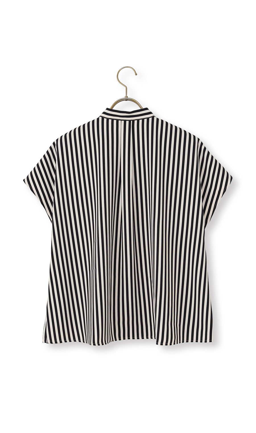 ストライプボウタイブラウス【涼】【半袖】 ネイビー M