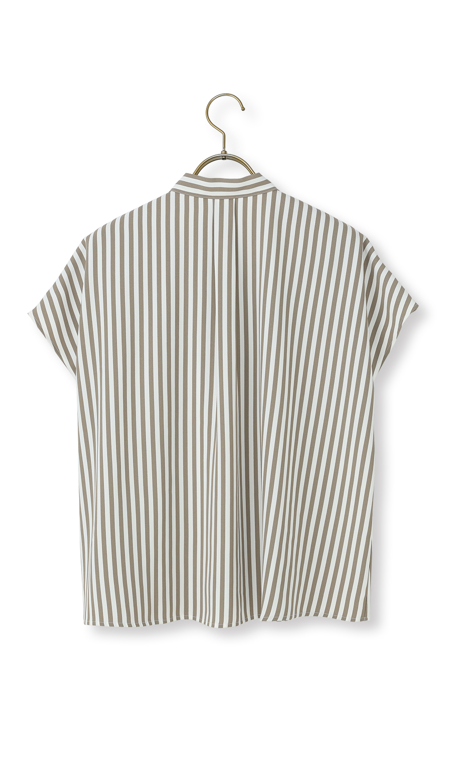 ストライプボウタイブラウス【半袖】 ベージュ M