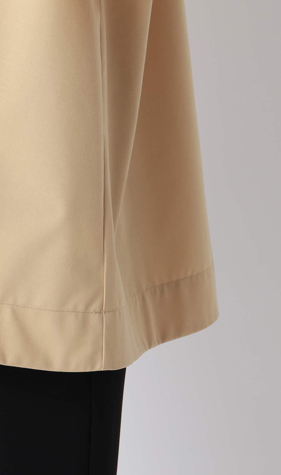 ハイネックギャザーリボンブラウス【5分袖】 ベージュ M