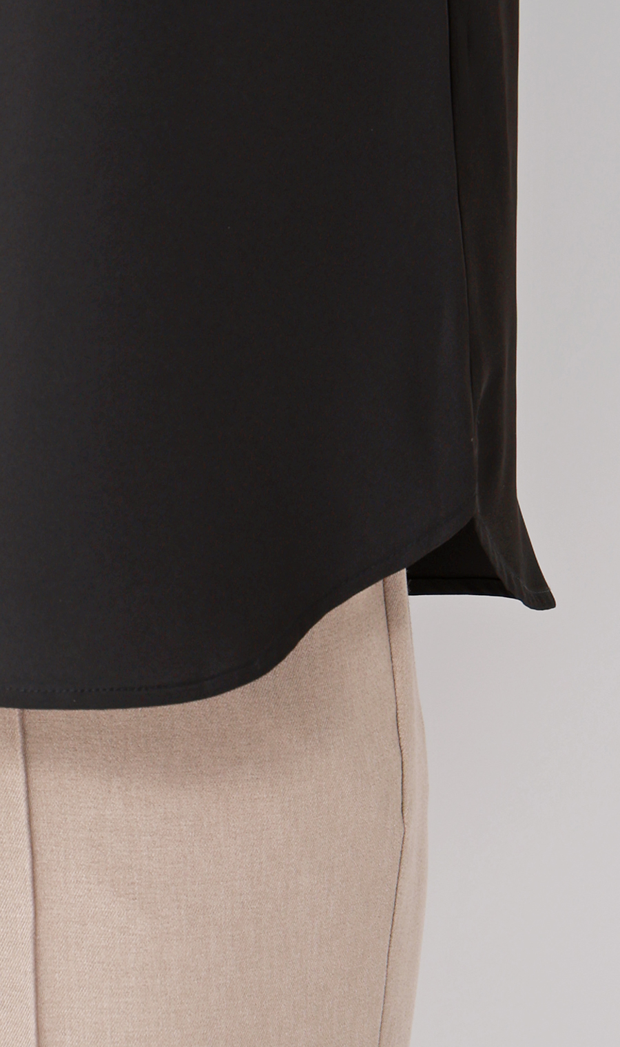 シャツカラーブラウス【半袖】 ブラック S