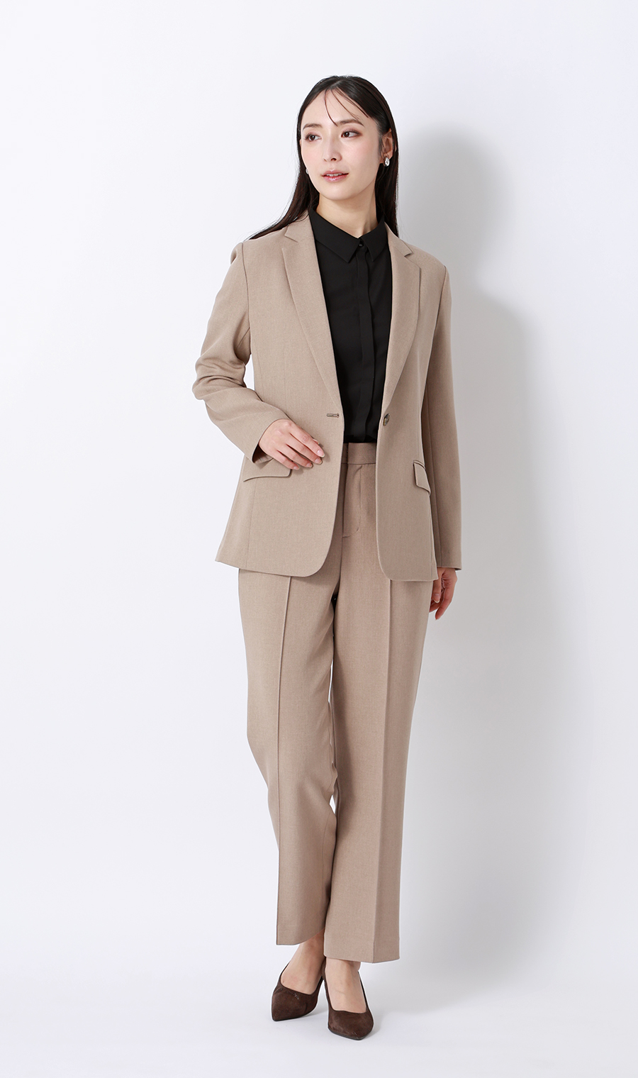 シャツカラーブラウス【半袖】 ブラック S