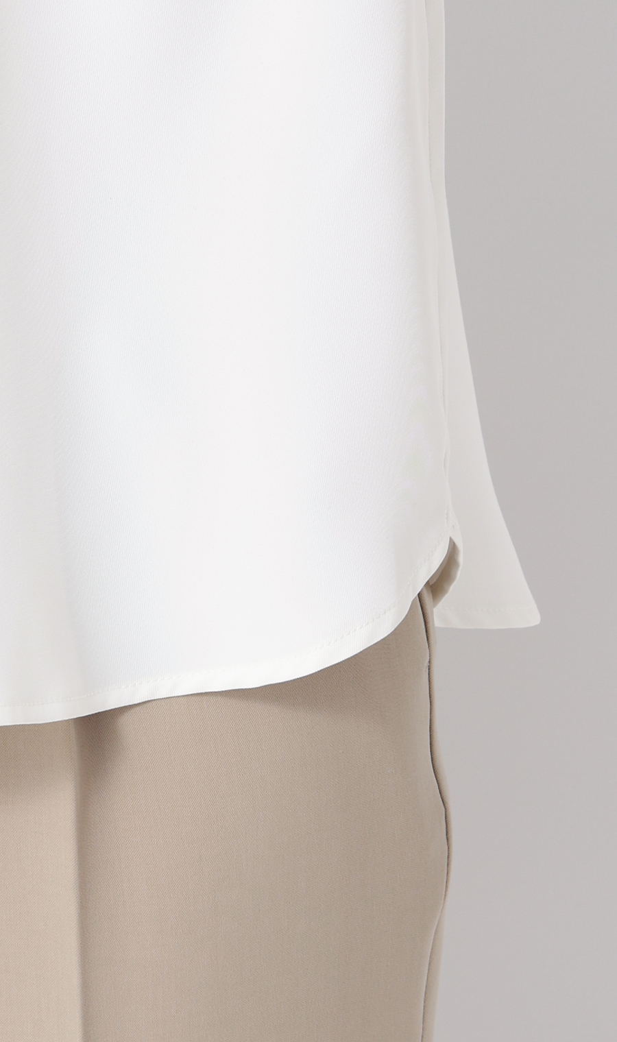 シャツカラーブラウス【半袖】 ホワイト S