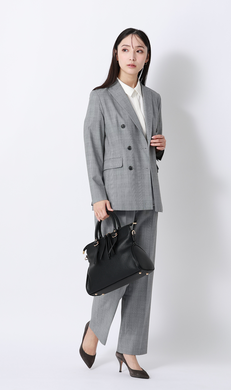 シャツカラーブラウス【半袖】 ホワイト S