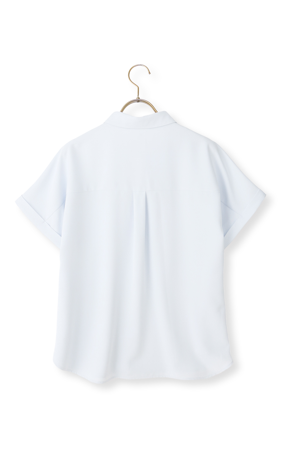 シャツカラーブラウス【半袖】 サックス S