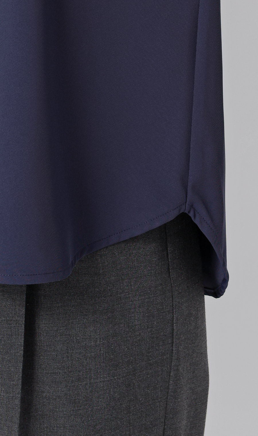 ■シャツカラーブラウス【半袖】【WEB限定】 ネイビー S