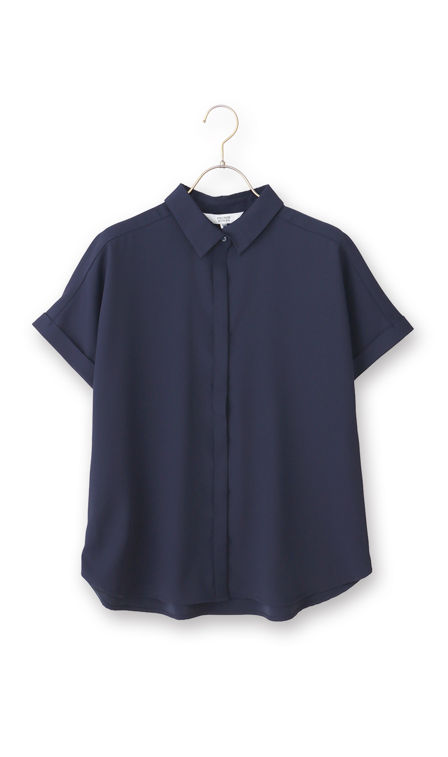 冷感シャツカラーブラウス【涼】【半袖】【WEB限定】 ネイビー S