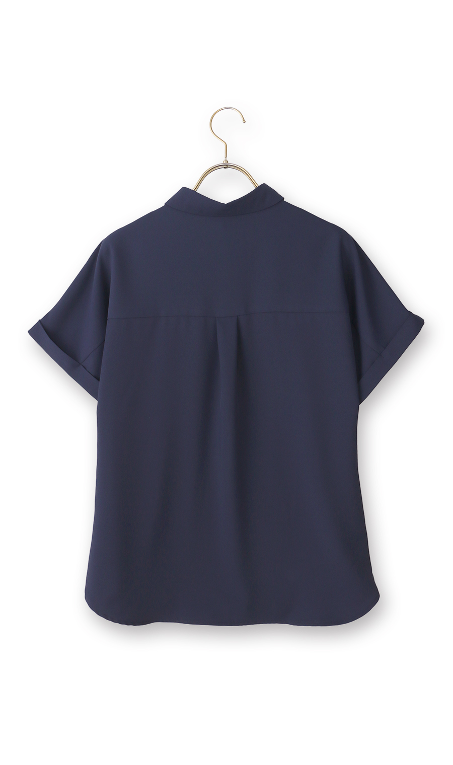 冷感シャツカラーブラウス【涼】【半袖】【WEB限定】 ネイビー S