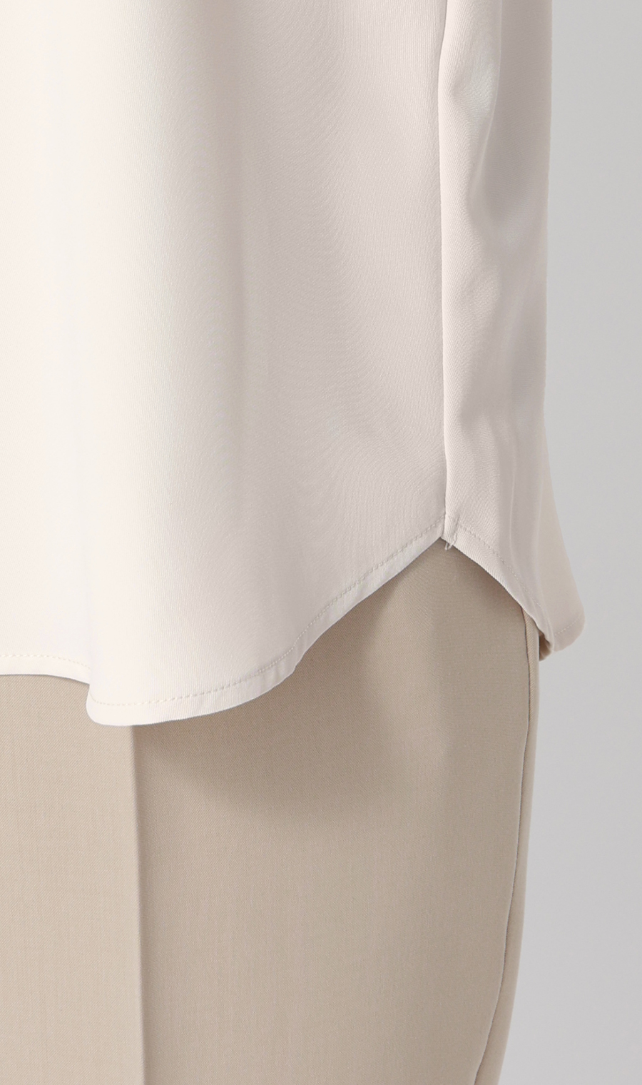 シャツカラーブラウス【半袖】 ベージュ S