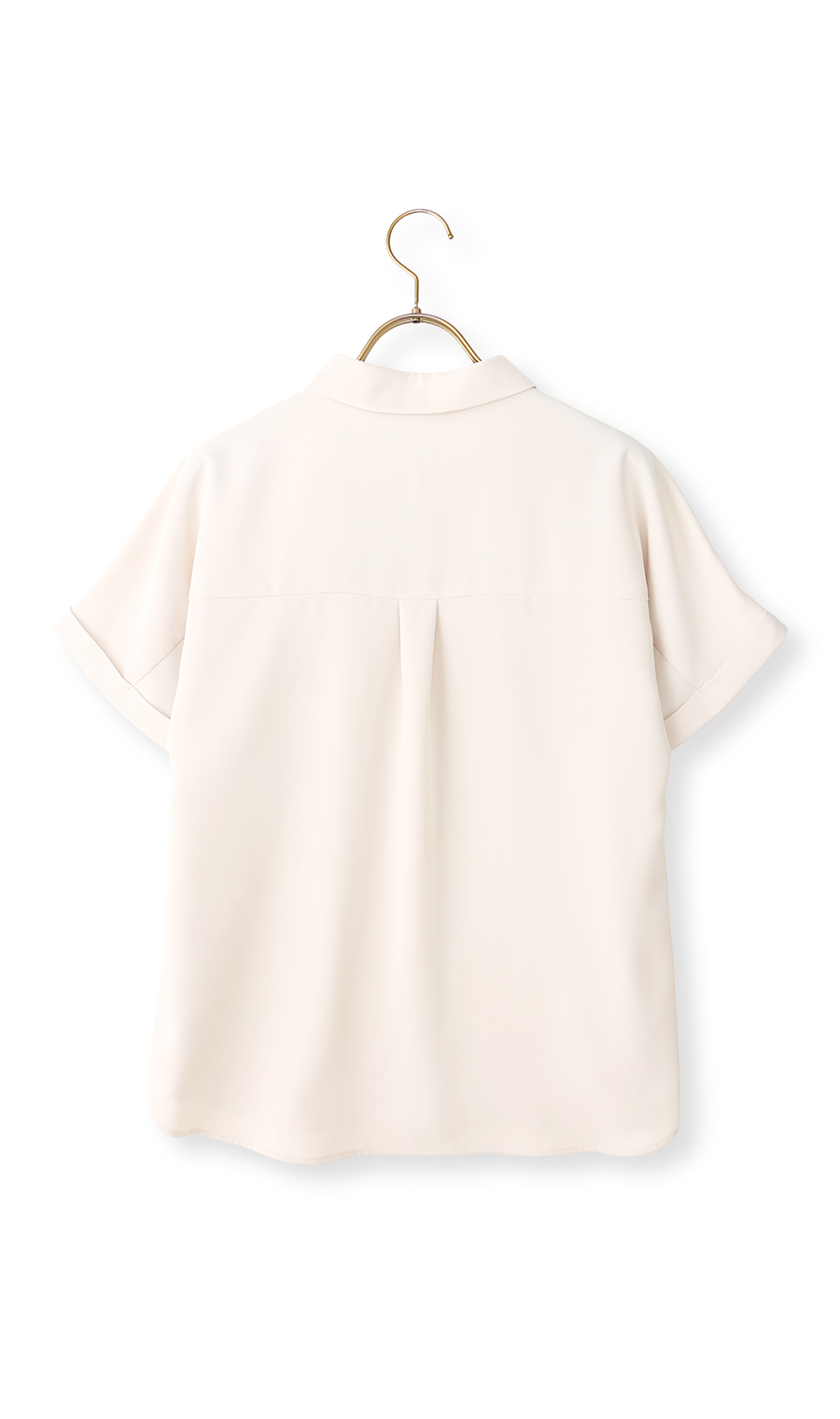 シャツカラーブラウス【半袖】 ベージュ S