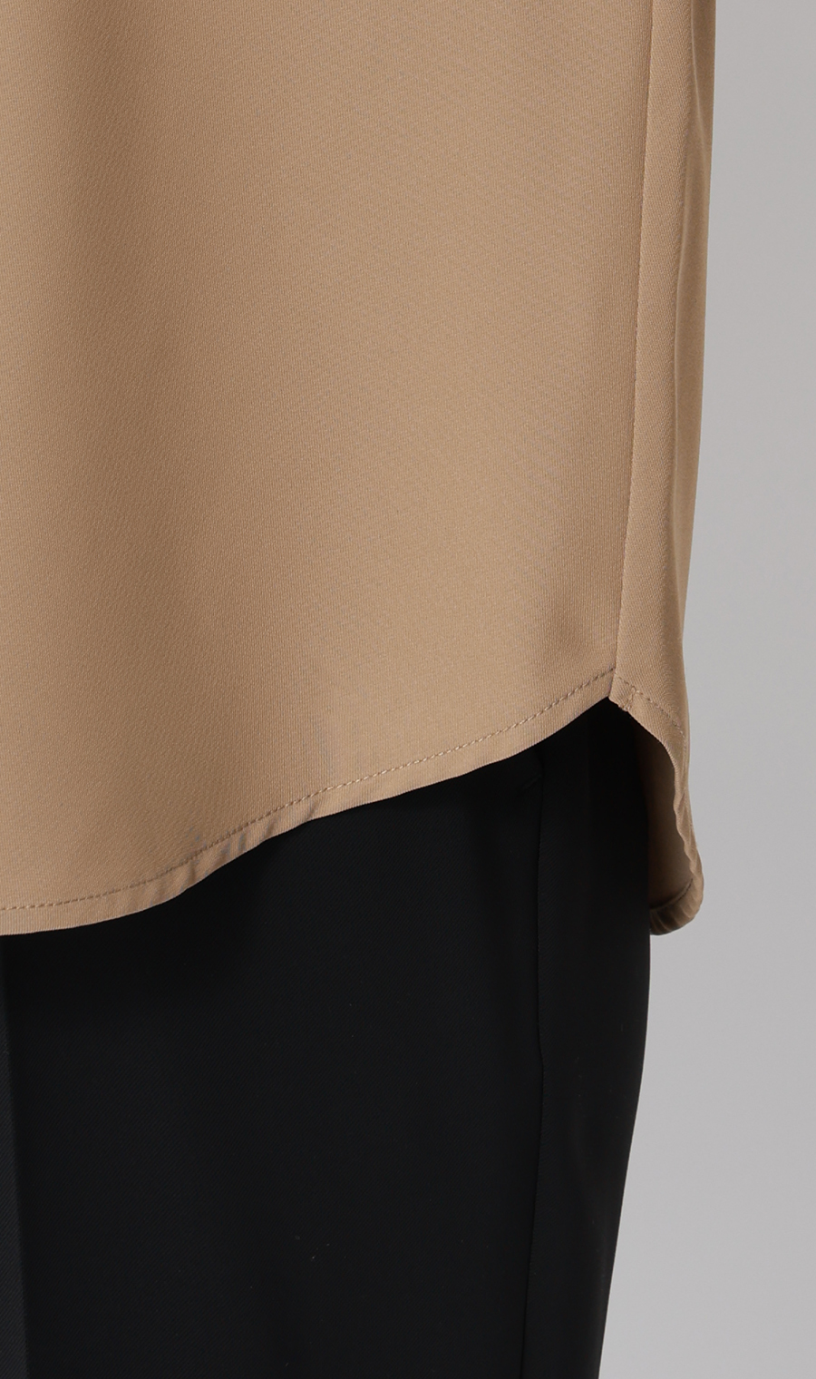 ■シャツカラーブラウス【半袖】【WEB限定】 ブラウン S