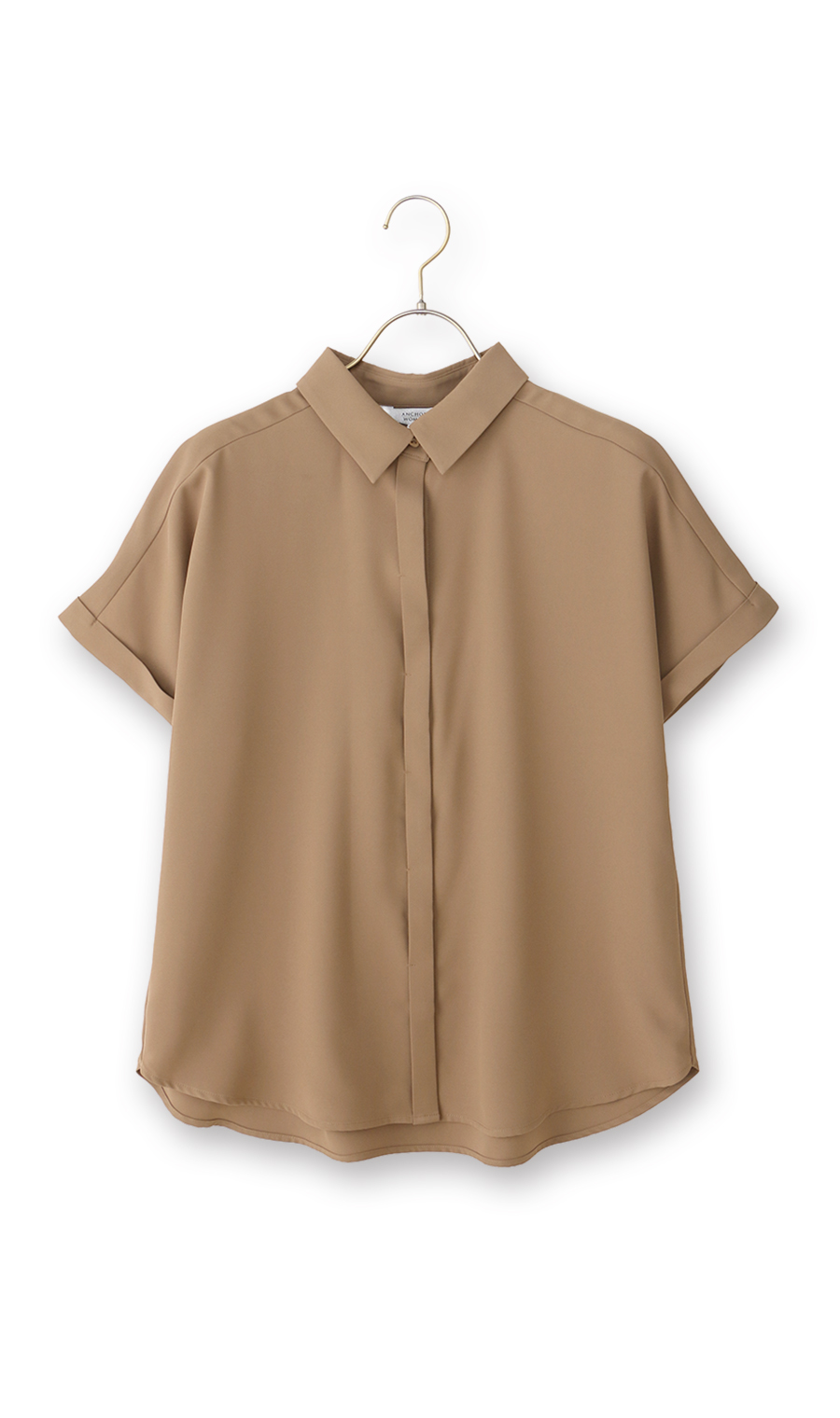 ■シャツカラーブラウス【半袖】【WEB限定】 ブラウン S