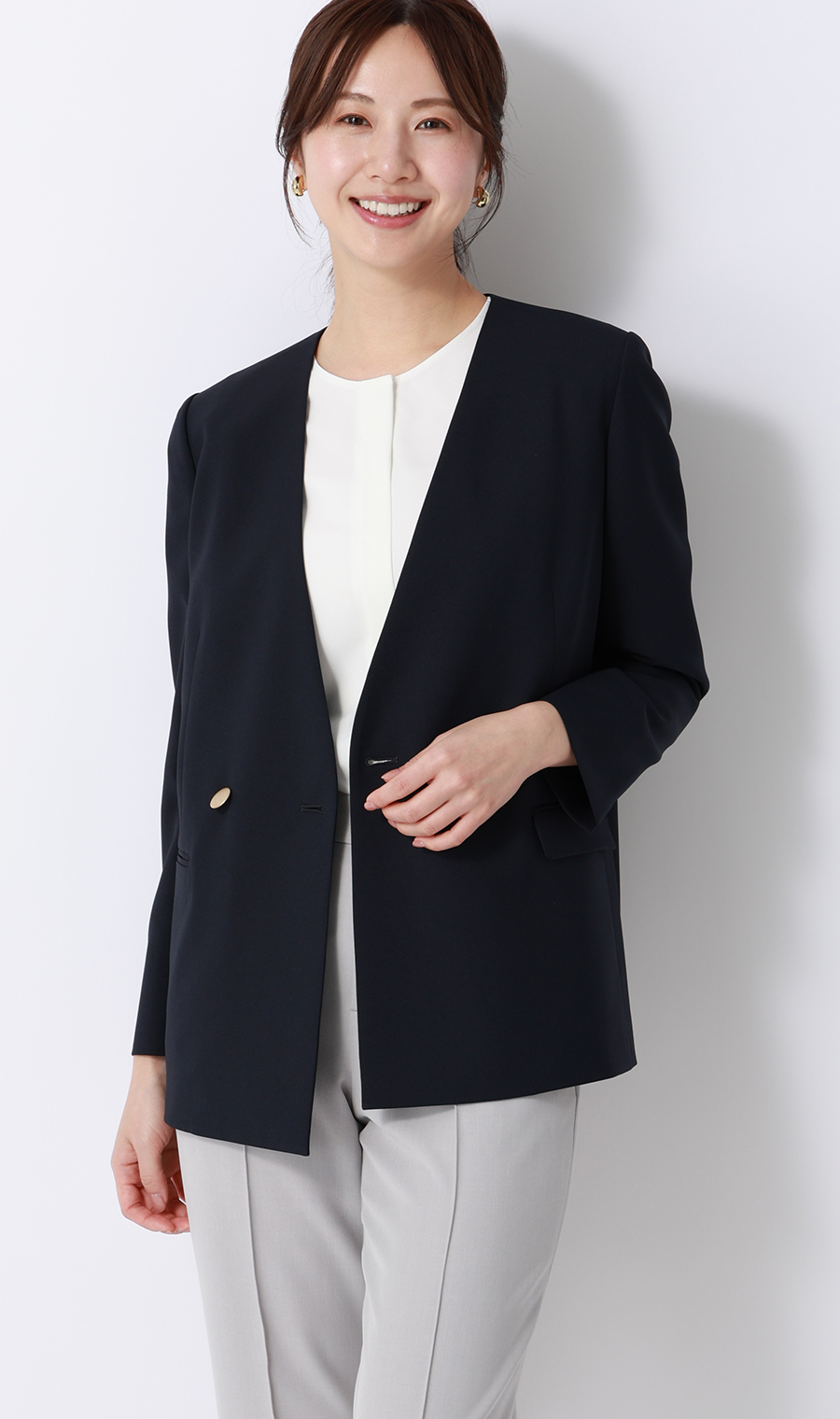 フレアスリーブブラウス【半袖】 ホワイト M