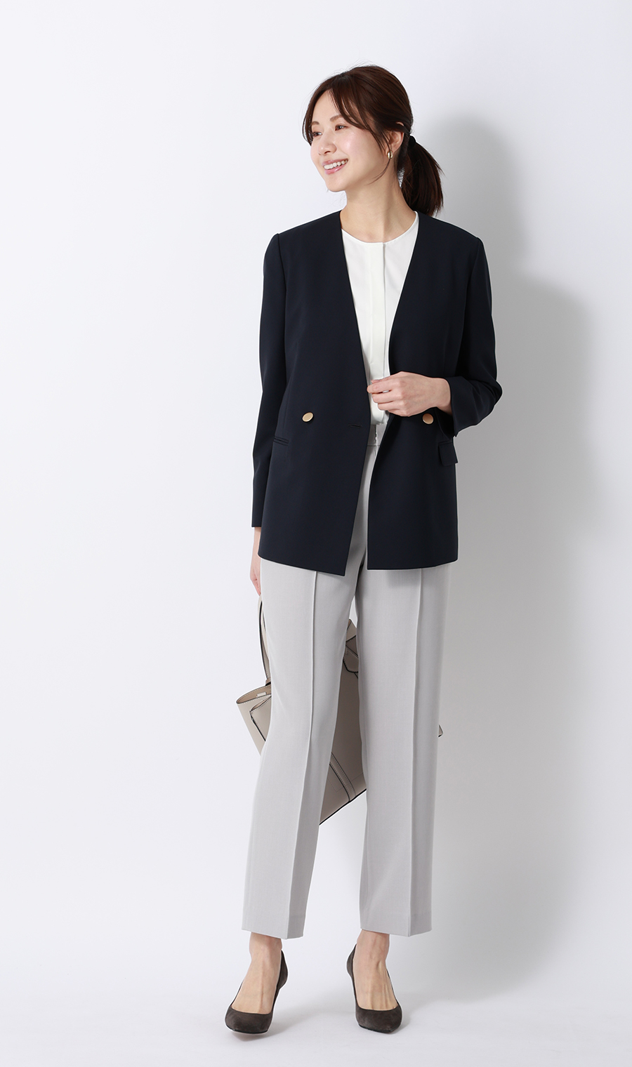 フレアスリーブブラウス【半袖】 ホワイト M