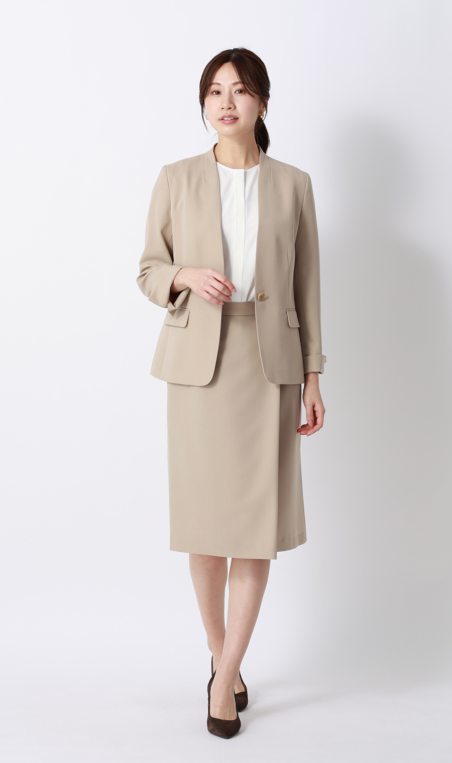 フレアスリーブブラウス【半袖】 ホワイト M