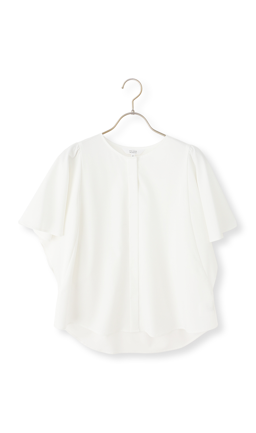 フレアスリーブブラウス【半袖】 ホワイト M