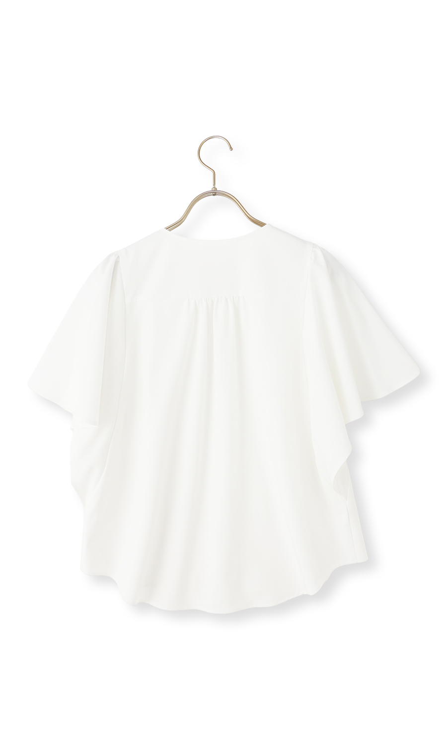 フレアスリーブブラウス【半袖】 ホワイト M