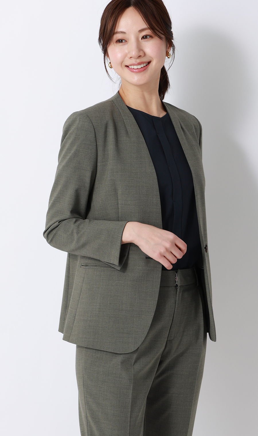 フレアスリーブブラウス【半袖】 ネイビー M