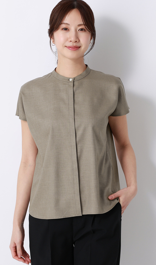 ■バンドカラーブラウス【セットアップ着用可】【WEB限定】