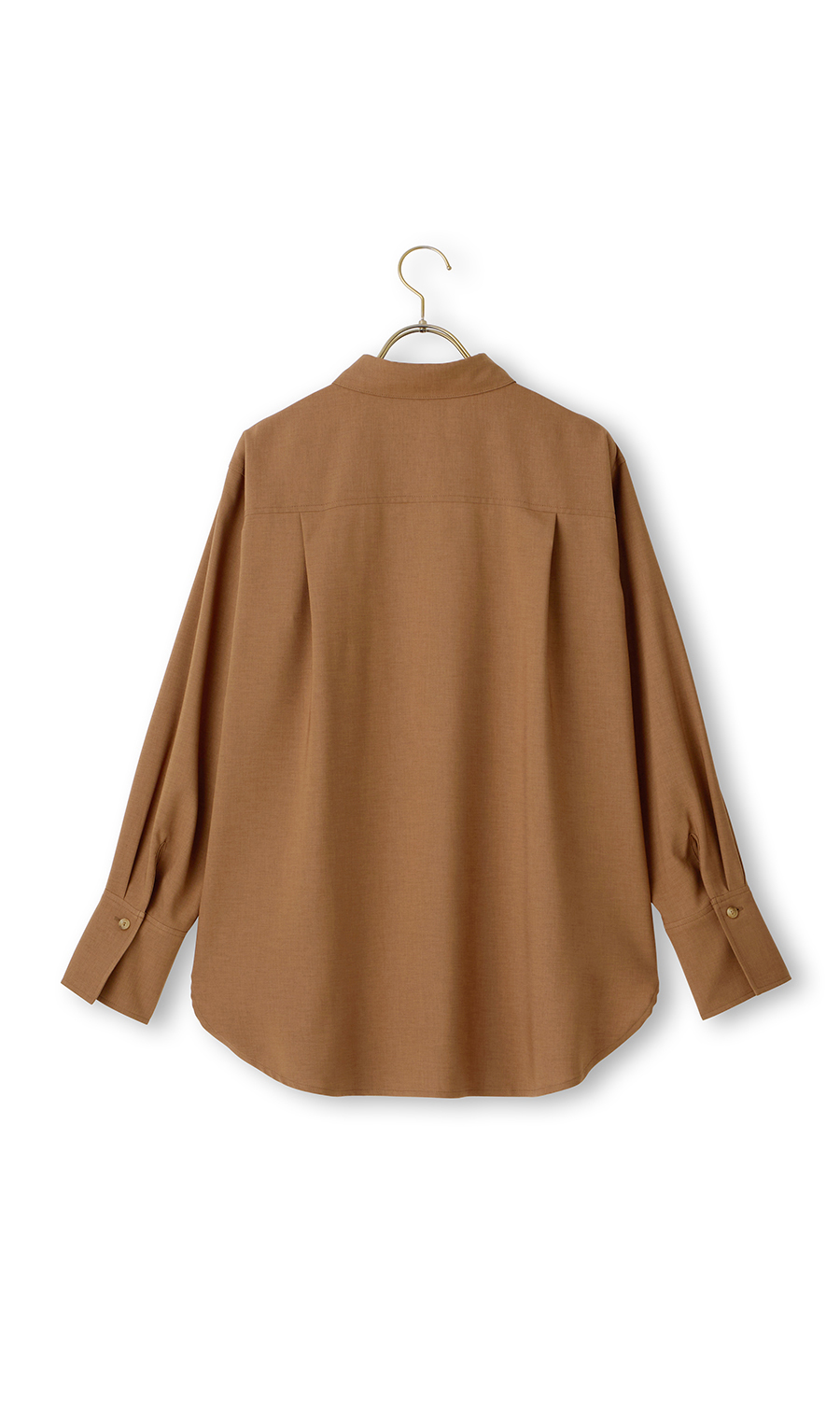 シャツブラウス【セットアップ着用可】【長袖】 ブラウン M