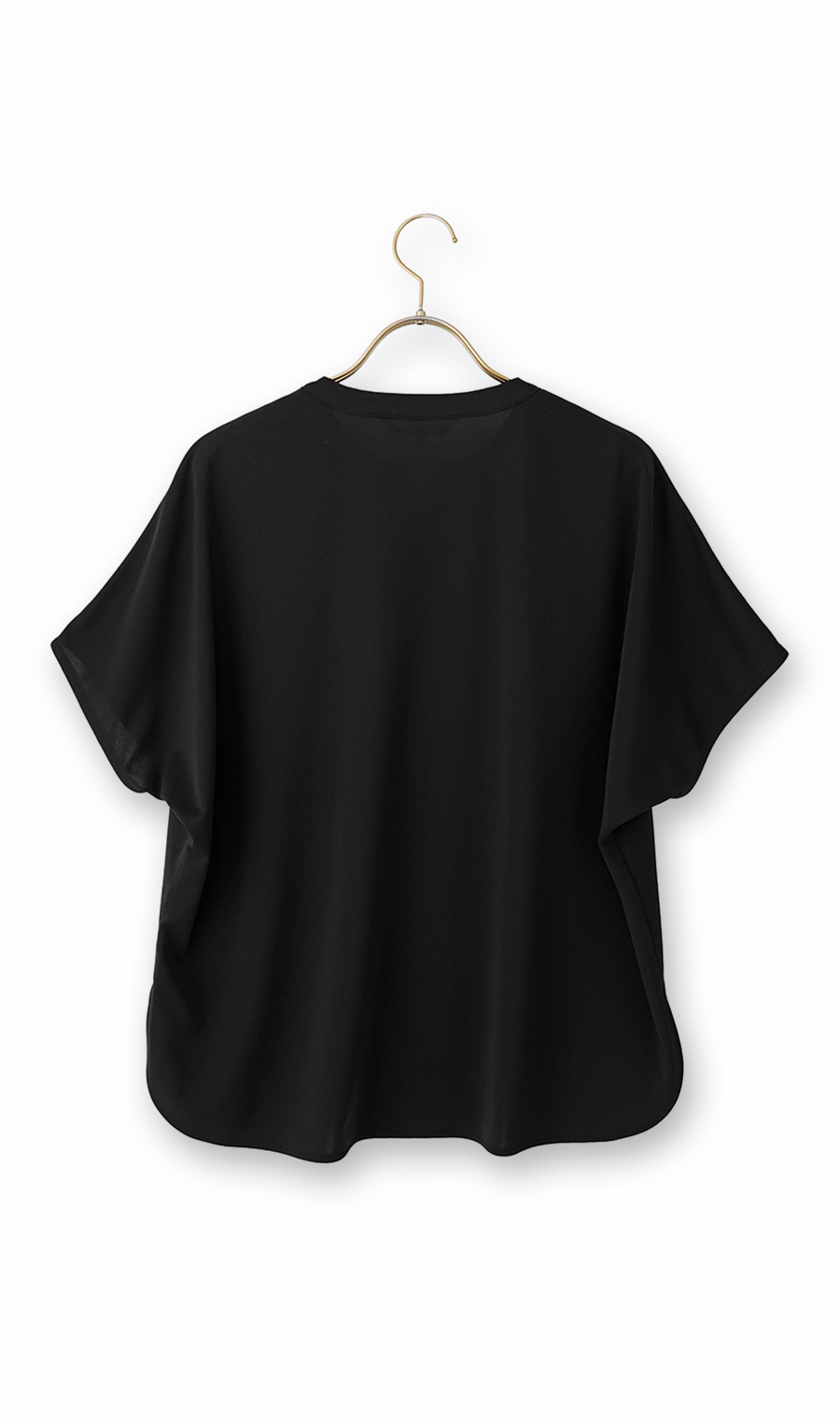 キーネックブラウス【半袖】【涼】【セットアップ着用可】 ブラック S