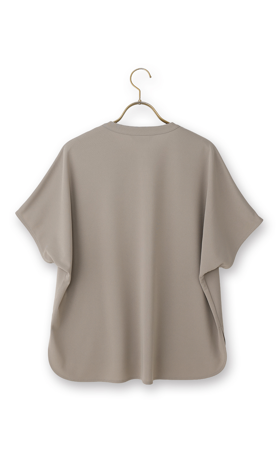 キーネックブラウス【半袖】【涼】【セットアップ着用可】 グレージュ S