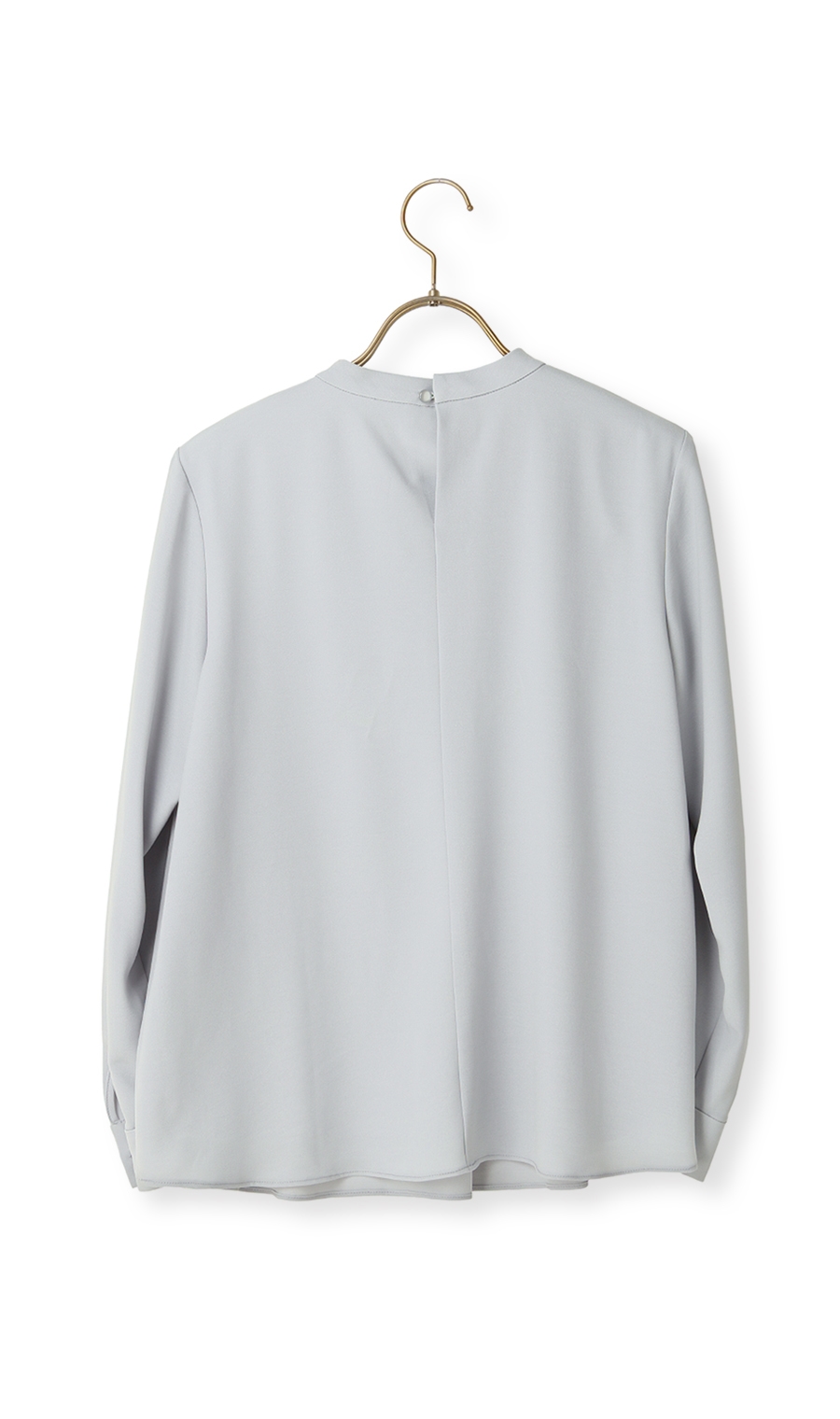 ハイネックタックブラウス《長袖》 ブルー S