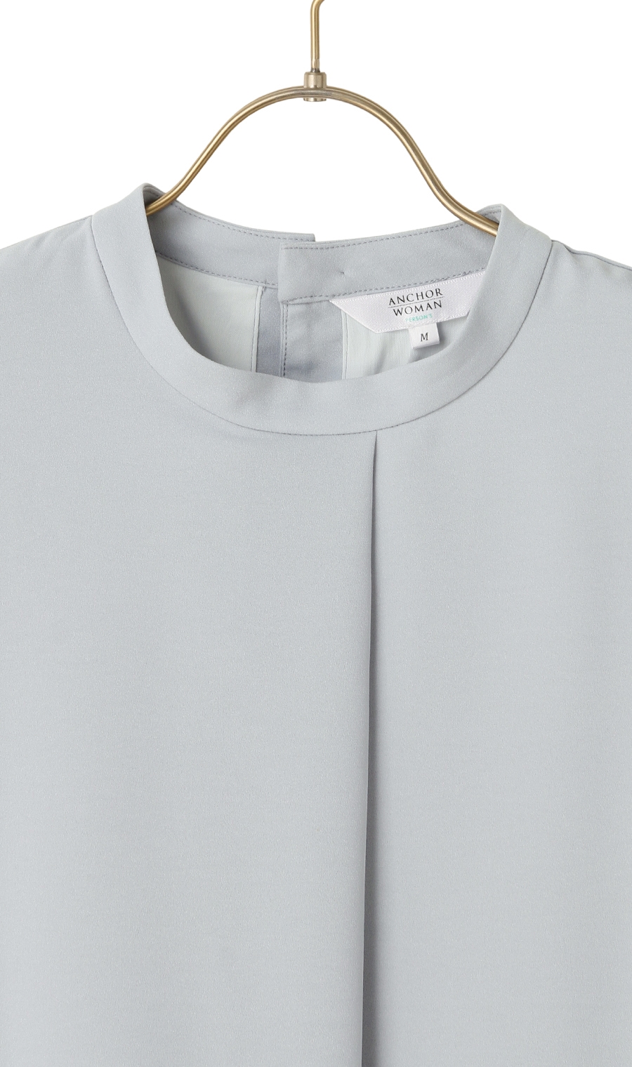 ハイネックタックブラウス《長袖》 ブルー S