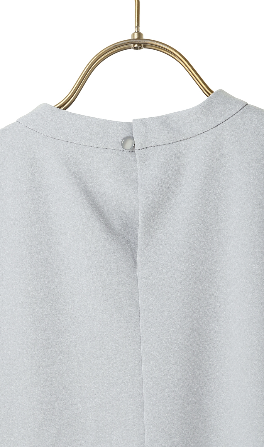 ハイネックタックブラウス《長袖》 ブルー S