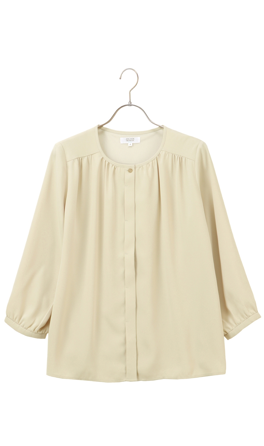 クルーネックブラウス《7分袖》《前開き》 イエロー S