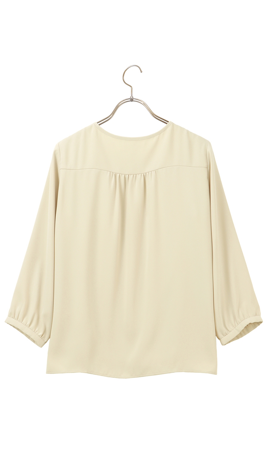 クルーネックブラウス《7分袖》《前開き》 イエロー S