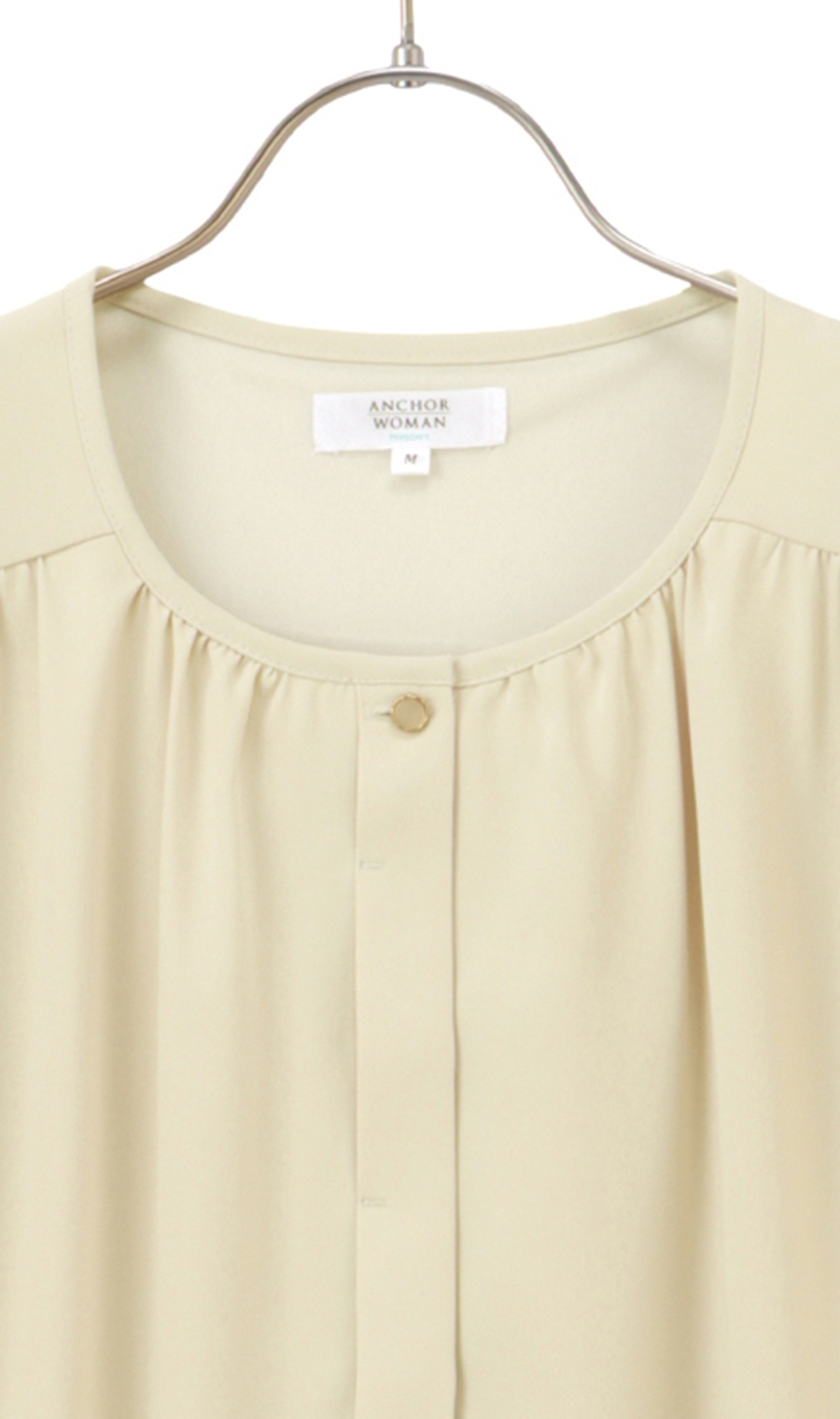 クルーネックブラウス《7分袖》《前開き》 イエロー S