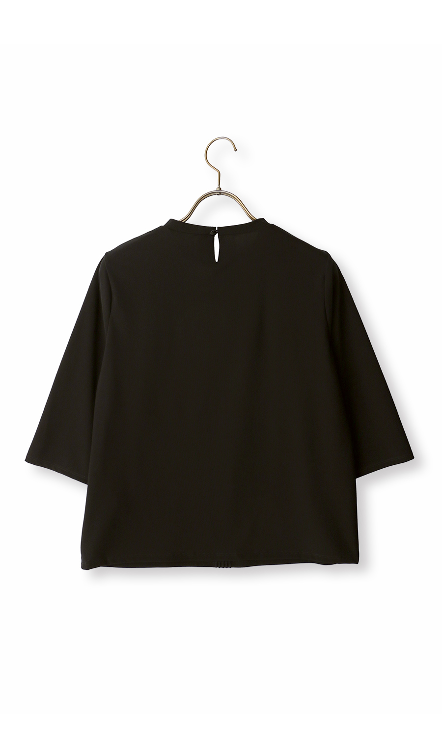 フォーマルブラウス【ピンタック】【7分袖】【日本製】 ブラック LL