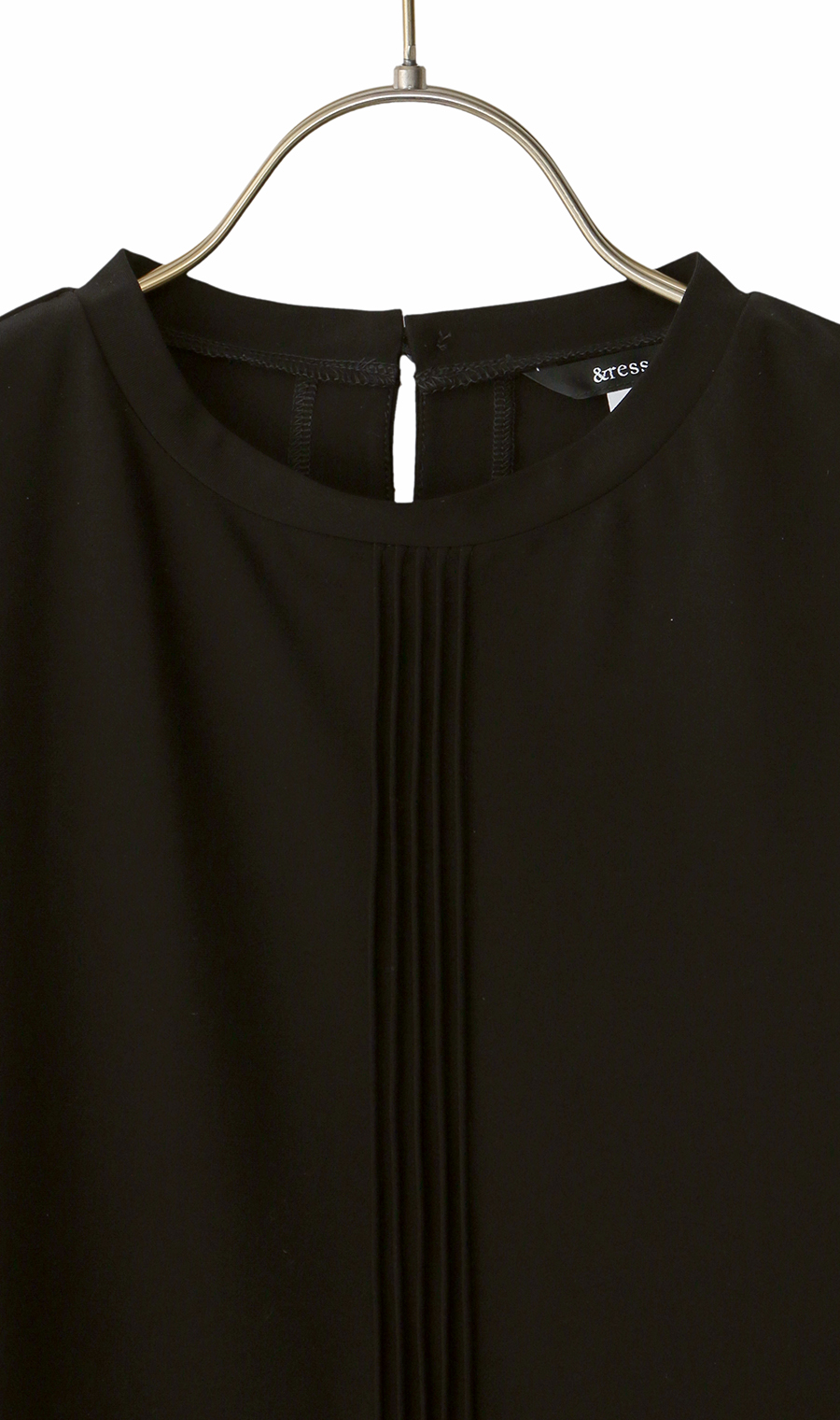 フォーマルブラウス【ピンタック】【7分袖】【日本製】 ブラック LL