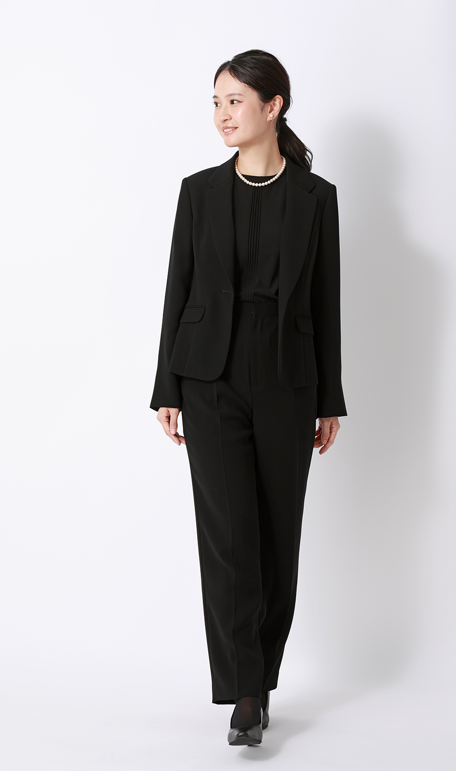 フォーマルブラウス【ピンタック】【7分袖】【日本製】 ブラック M