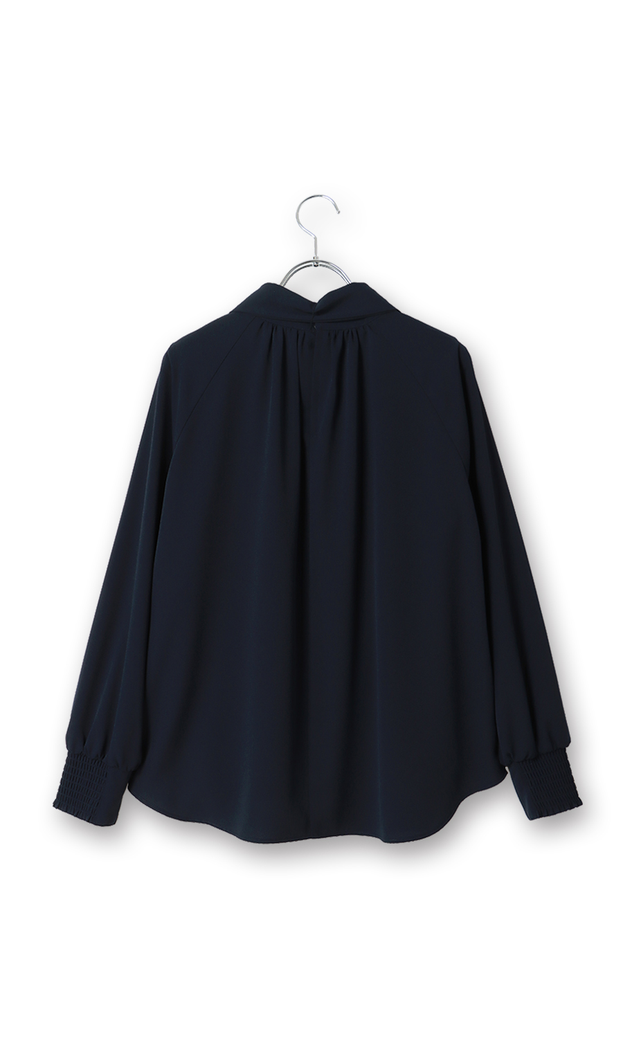 ハイネックボウタイブラウス【2WAY】【長袖】【WEB限定】 ネイビー M