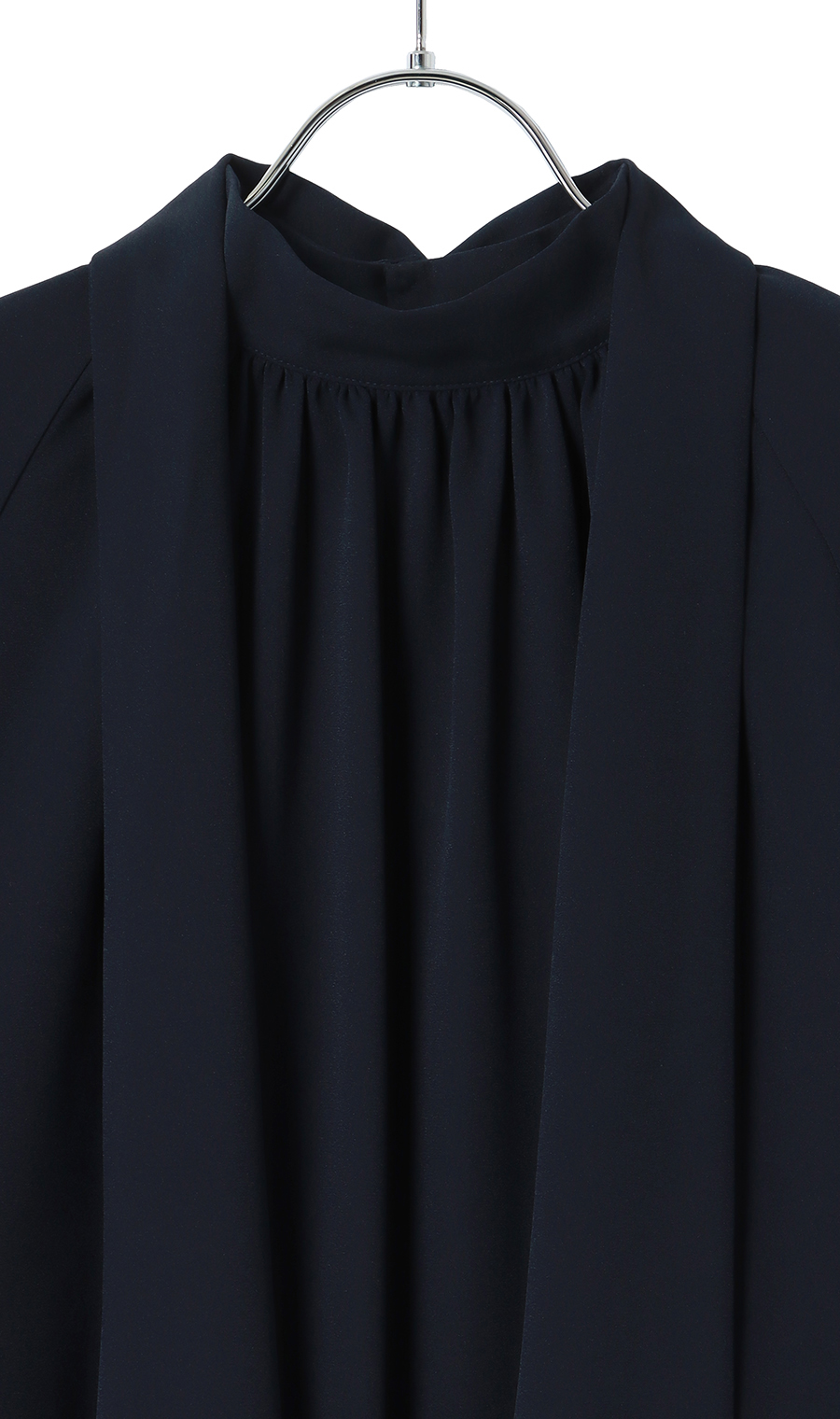 ハイネックボウタイブラウス【2WAY】【長袖】【WEB限定】 ネイビー M