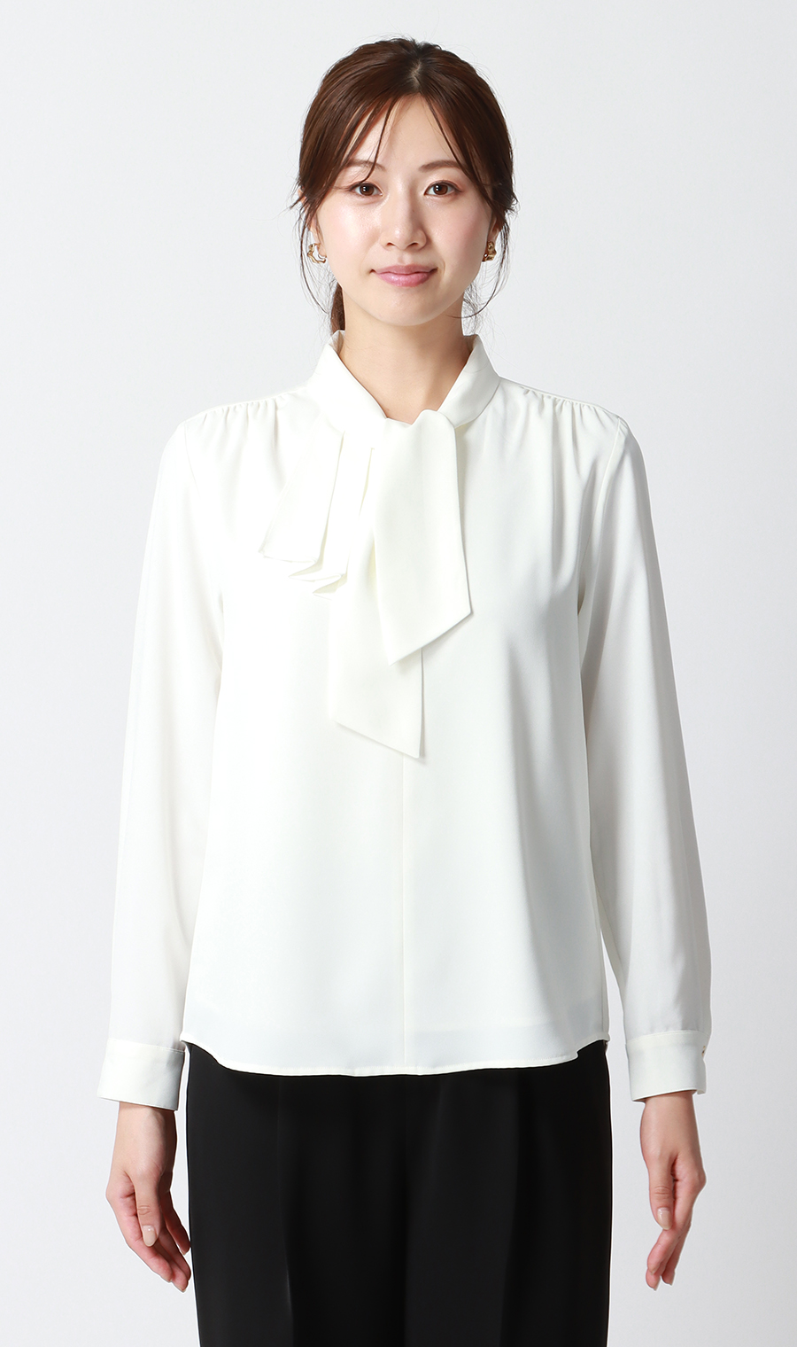 アシンメトリーフリルブラウス【長袖】【WEB限定】 ホワイト M