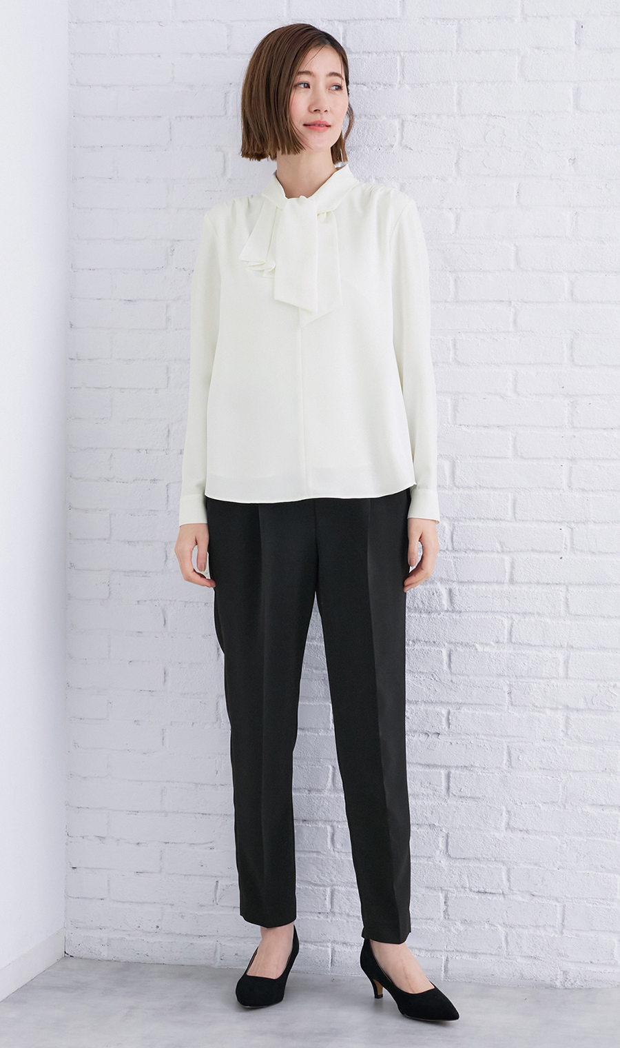 アシンメトリーフリルブラウス【長袖】【WEB限定】 ホワイト M