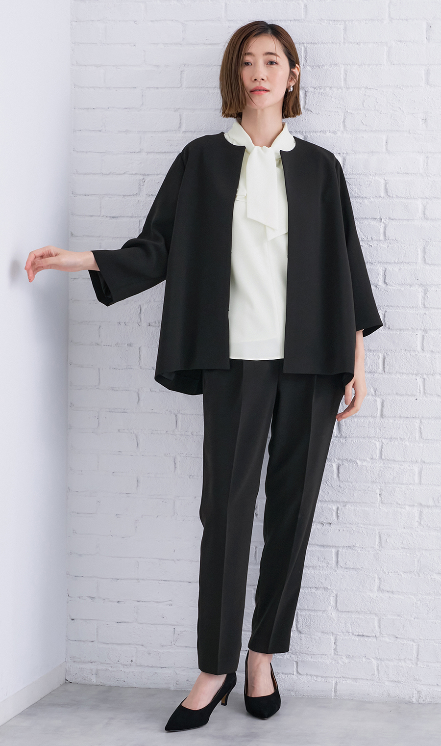 アシンメトリーフリルブラウス【長袖】【WEB限定】 ホワイト M