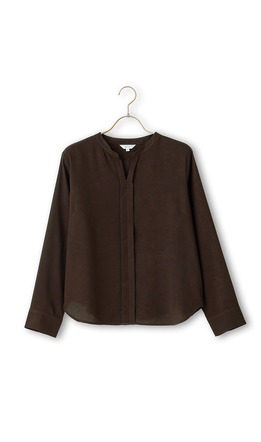 スキッパーカラーブラウス【長袖】【WEB限定】 ブラウン 3L